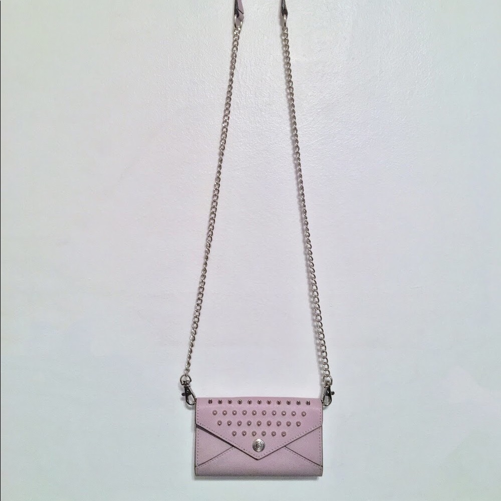 Rebecca Minkoff Studded Envelope Crossbody Bag Pink Leather - Picture 2 of 3